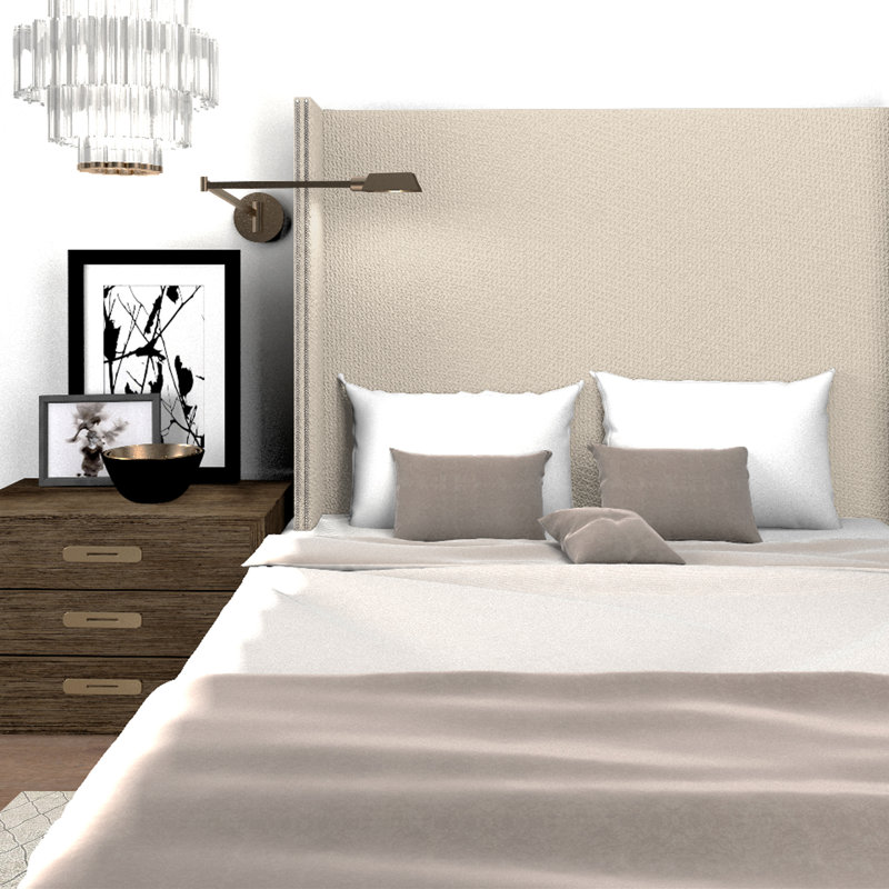 Kaiser Bed, Queen, Plush Velvet Alabaster