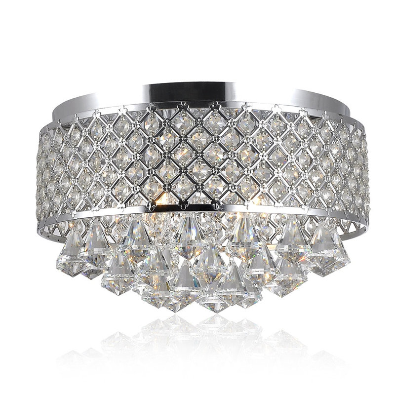 Talbotton 4-Light 15-inch Round Shade Crystal Flush Mount, Chrome
