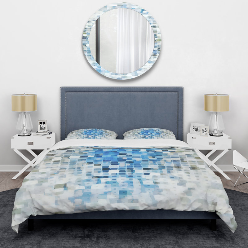 Blocked Abstract II - Ensemble de housse de couette Abstract - Microfibre de polyester, Housse simple et 1 taie décorative