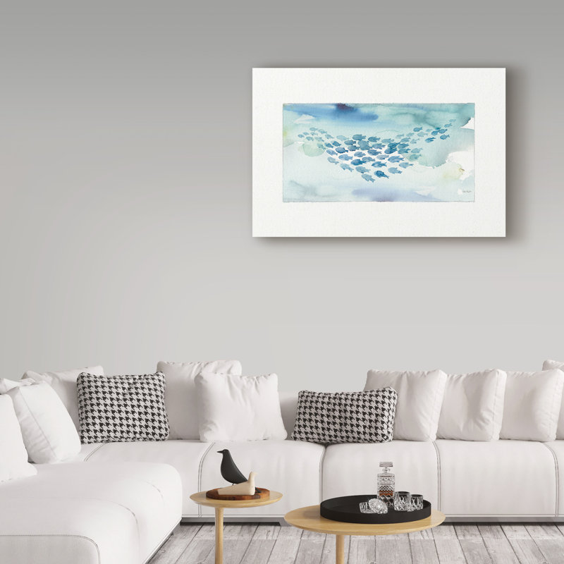 « sea life 1 », reproduction de peinture à l’acrylique sur toile tendue, H 30 po x l 47 po x P 2 po