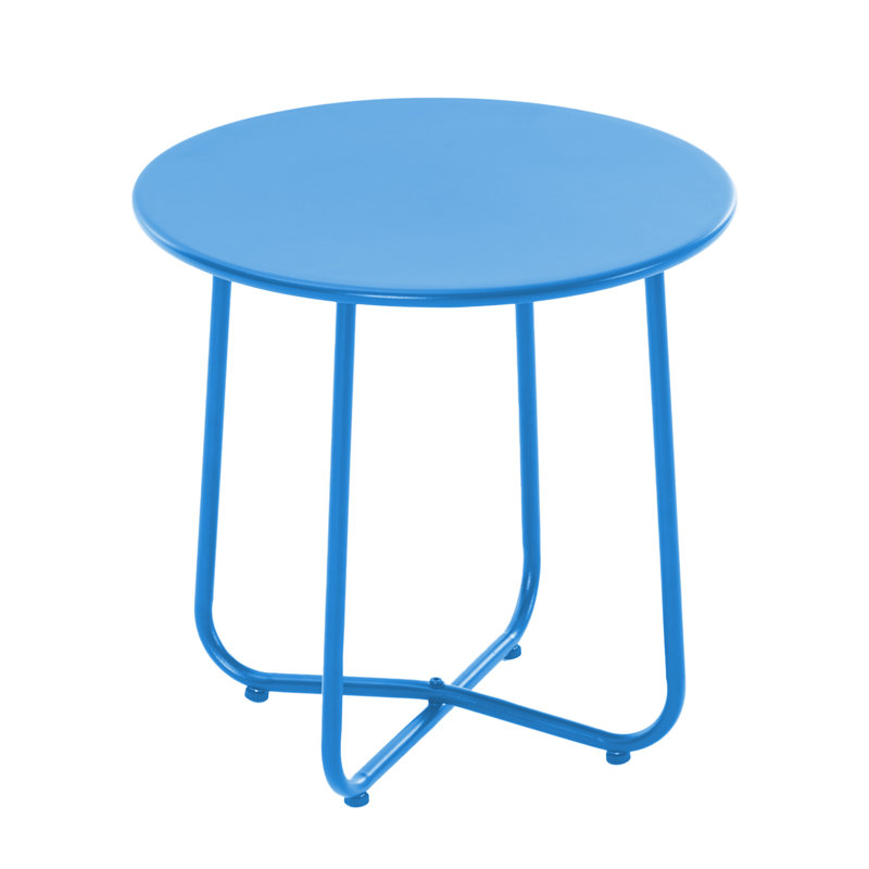 Table de bout en acier Ebern Designs, H 18,1 po x L 18,1 po x l 18,1 po, Marine