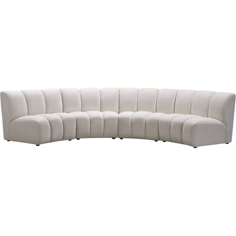 Canapé modulaire en velours Infinity, Velours crème, 4 pièces