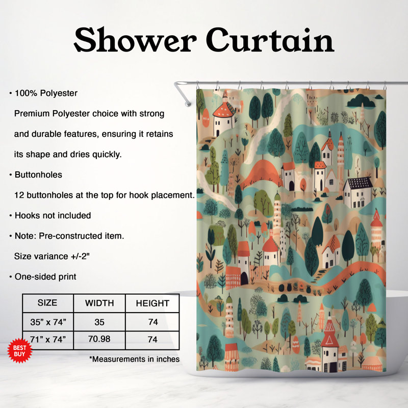 Colorful Architecture - Rideau de douche Premium, L 71 po x L 74 po