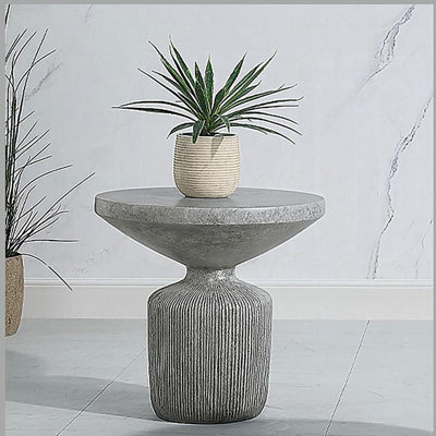 Weathered Grey End Table with Pedestal