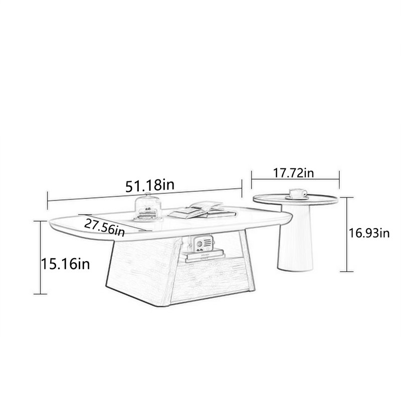 Table basse ovale simple et multifonctionnelle, Crème, crème