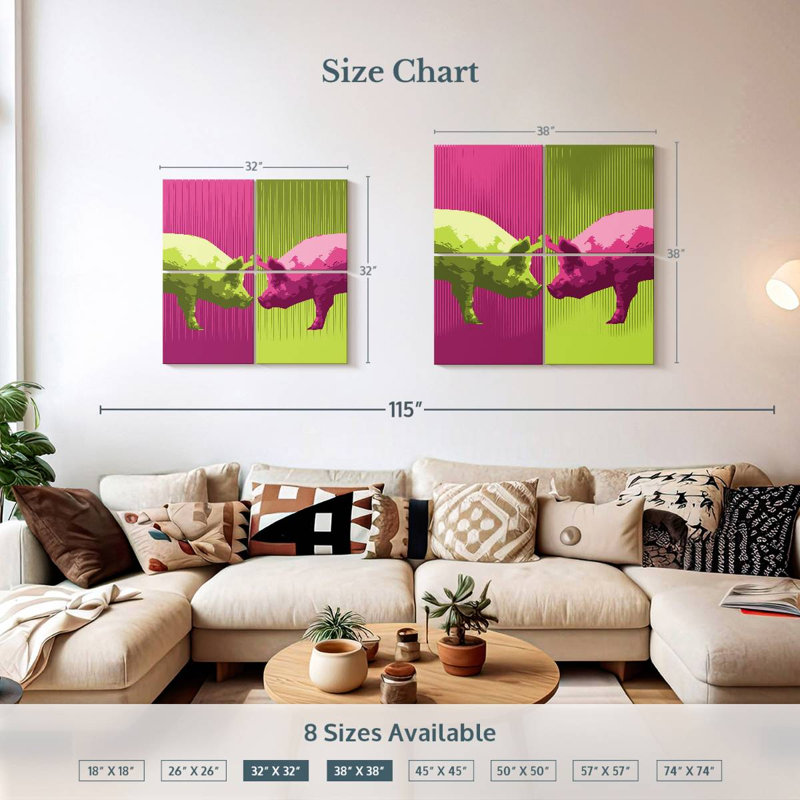 Brampt Neon Pigs, 38" H x 38" W