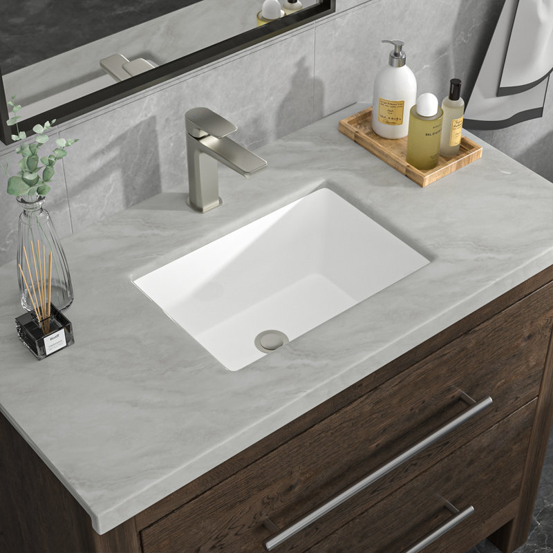 Mocoloo 18"L x 12"W Ceramic Rectangular Undermount Bathroom Sink with Overflow, 18"L x 12"W