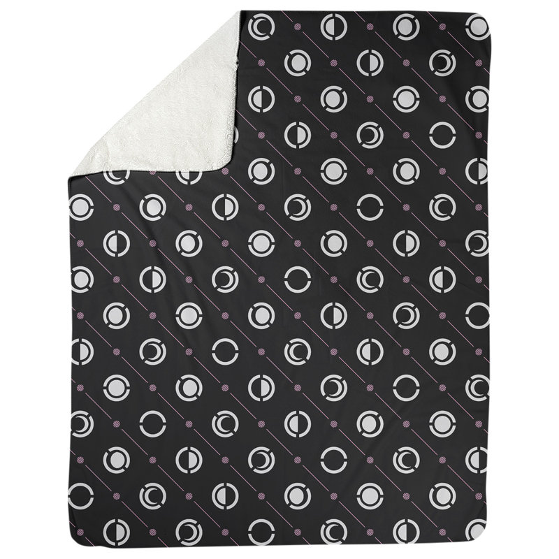 Couverture polaire moon phases, l 30 po x L 40 po, Noir / rose