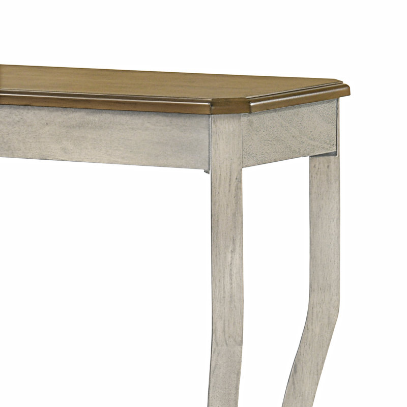 Console en bois massif avec tablette Locke 35,4, Chêne antique / blanc antique