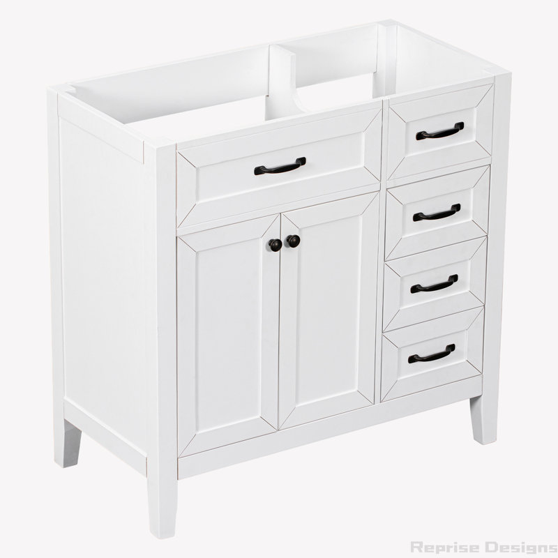 Base de meuble-lavabo simple 35,5 po seulement, Blanc, Noir