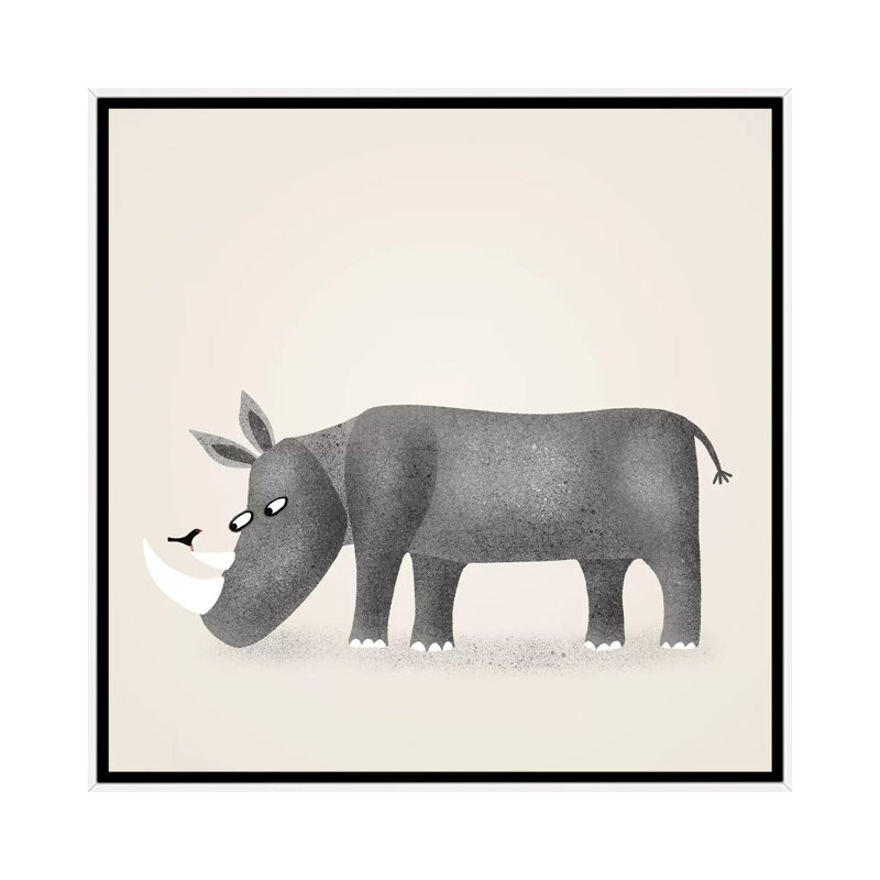 « Rhino » par Nic squirrell-impression, H 18 po x l 18 po x 1,5 po, Pas de tapis, Toile blanche encadrée