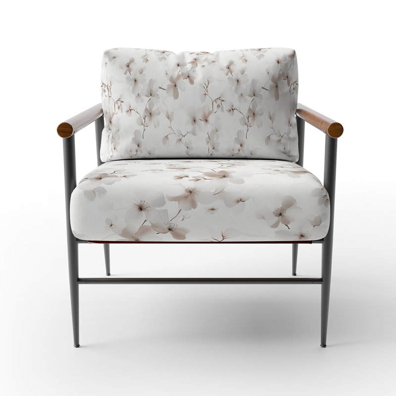 Chaise rembourrée Boho, Bras ronds bruns