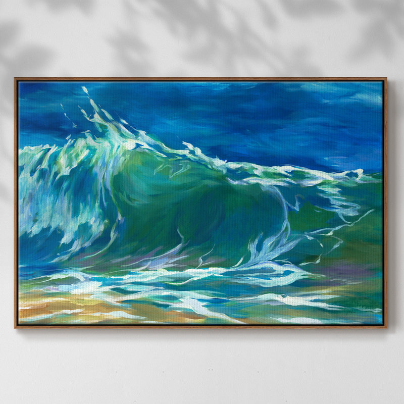 Green Flash encadré sur toile, H 17 po x l 25 po x P 2 po, Noyer