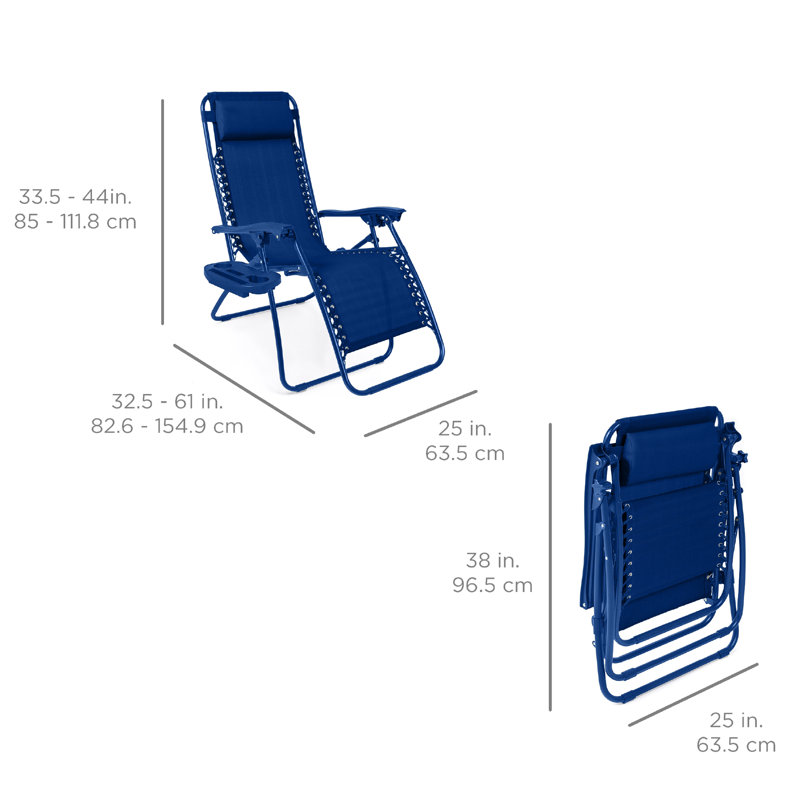  Set Of 2 Zero Gravity Lounge Chair Recliners For Patio, Pool W/ Cup Holder Tray - Marine, Marine, Marine