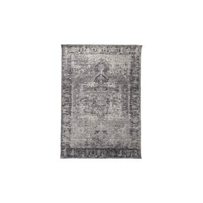 Tapis gris marocain en laine / polyester tissé à la machine 5 pi x 8 pi