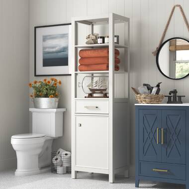 Bathroom Storage Cabinet Slim Freestanding Linen Tower Cabinet w