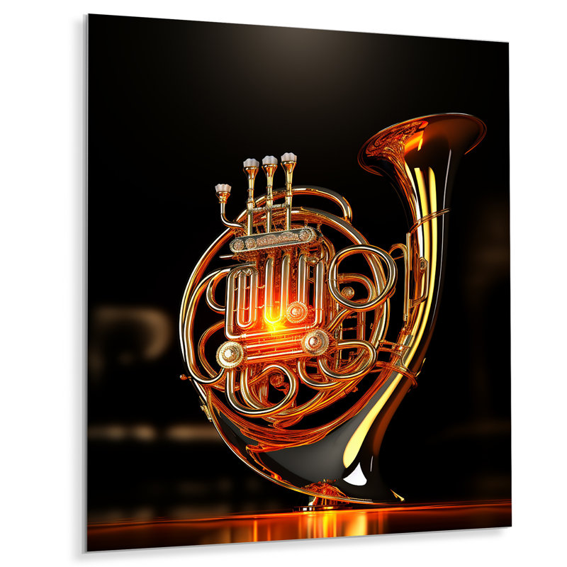 «French Horn Flourish Lustrous» sur métal, H 32 po x l 24 po