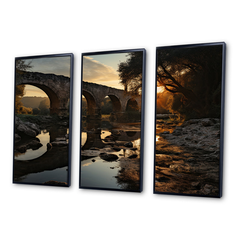 Pont vers nulle part, ensemble d'art mural, Cadre flottant noir, H 40 po x l 60 po x P 1 po