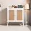 Buffet de style médiéval en rotin avec rangement, console de crédence blanche H 30 po pour le couloir du salon-1311426006