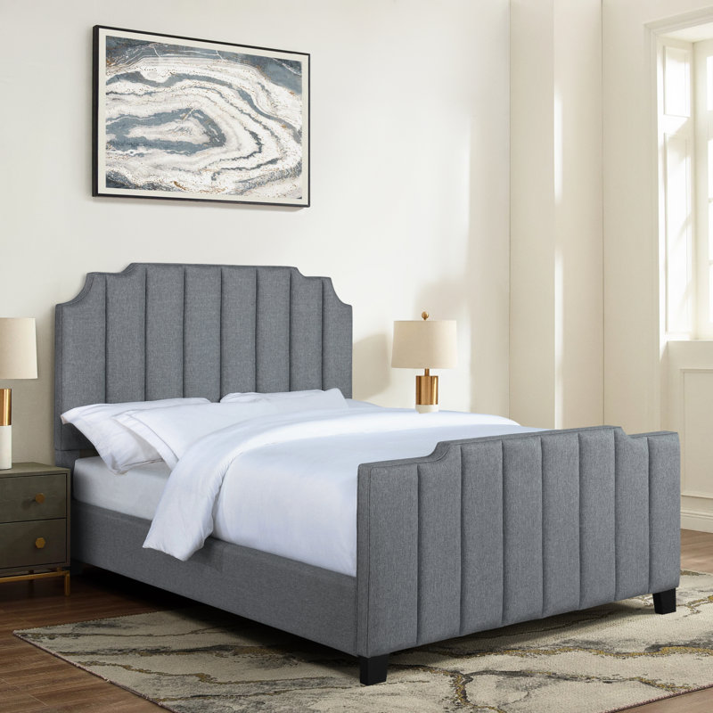 Haleigh Light Gray Upholstered Tufted Bed, King