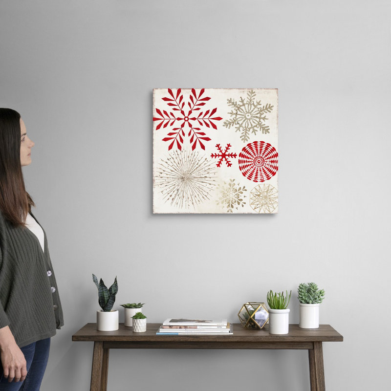 Flocons de neige de Noël-reproduction d’art sur toile, Toile tendue, H 20 po x l 20 po x P 1,25 po