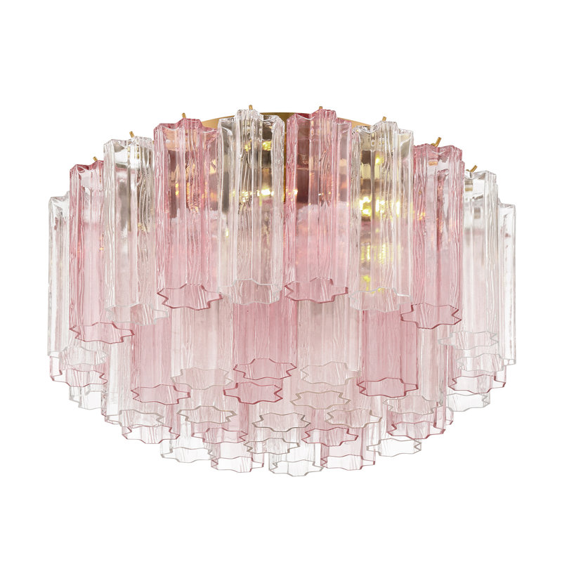 Addis Light Polished  Flush Mount, Aged Brass, Pink