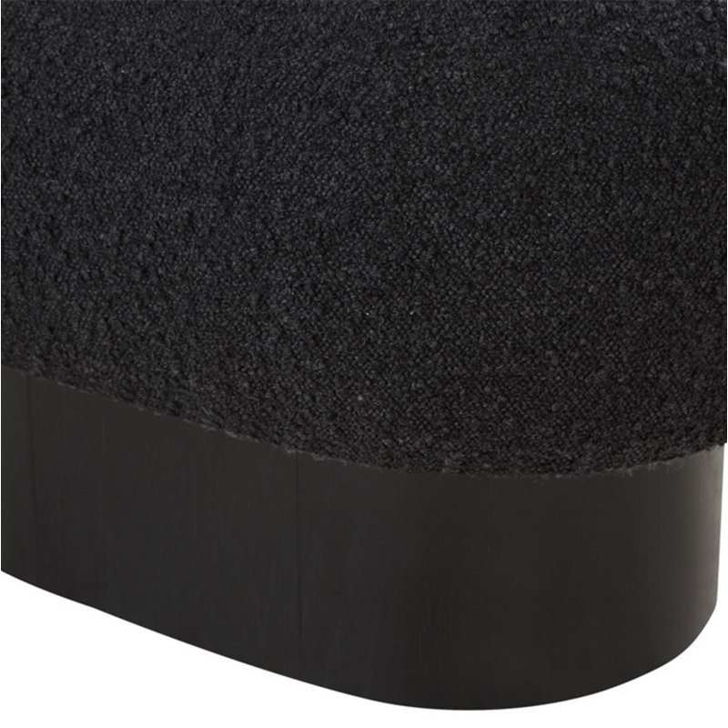Banc rembourré en tissu Denyer, Noir, Tissu bouclé noir