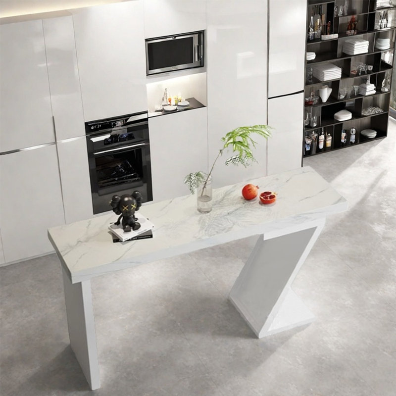 Table de bar moderne à cloisons ouvertes, Blanc, H 41,3 po x L 62,9 po x l 15,7 po