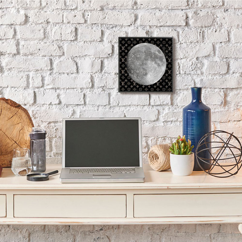 «Full Moon Patterned Sky Glam Fashion» par Ziwei Li - impression d'art graphique, Cadre noir, H 12 po x l 12 po x P 1,5 po