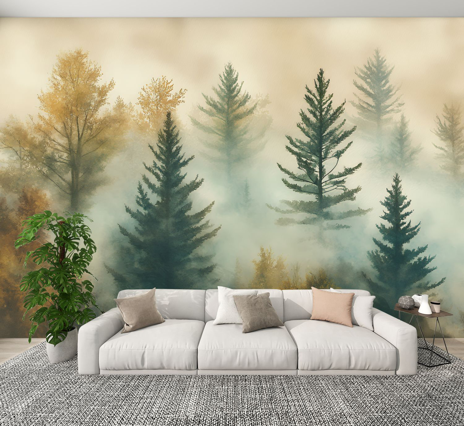 Red Barrel Studio Peel and Stick Wallpaper Forest Tree Wood Green Pine ...