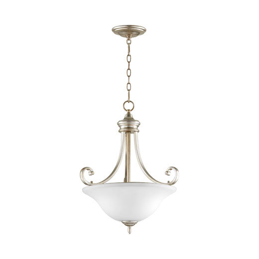 Luminaire suspendu bol 4 lumières unique Cambron, Feuille argentée vieillie