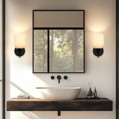 Miroir de salle de bain pour salle de bain, éclairage de meuble-lavabo moderne avec abat-jour en verre texturé, luminaires muraux pour salle de bain, base E26