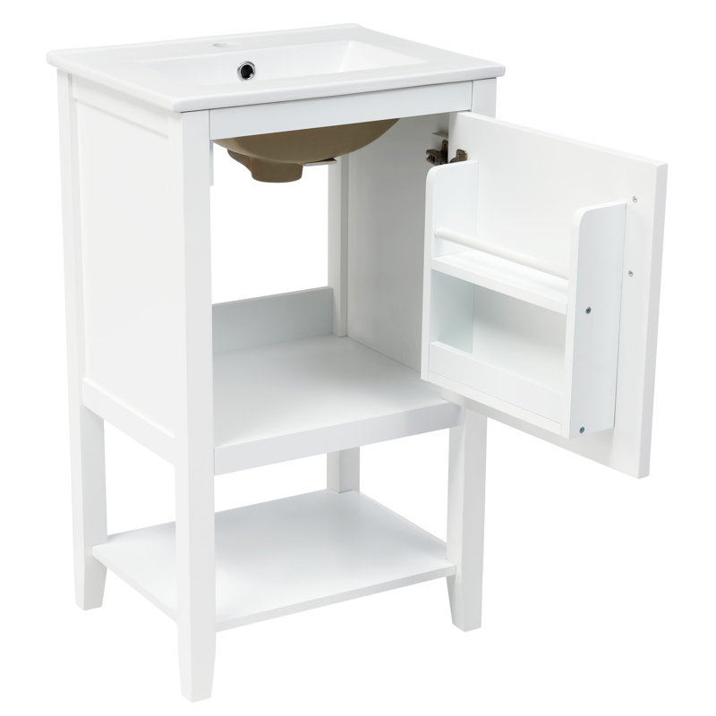 20" Bathroom Vanity With Sink, Blanc