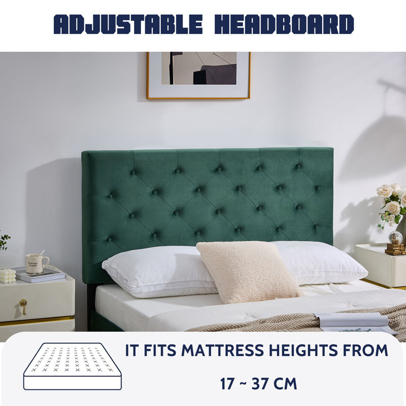 Solid Wood Bed, 162 x 210 cm, Green