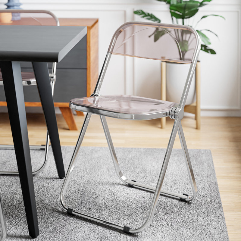 Chaise d'appoint de salle à manger Lawrence, Rose, Chrome