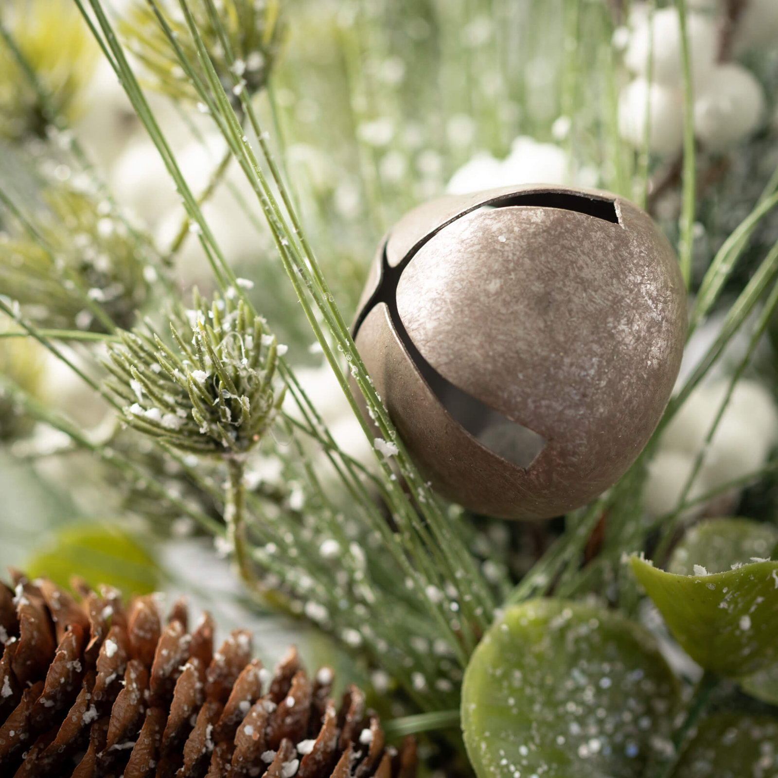 24" Artificial Mixed Pine Berry Christmas Spray, Green-White