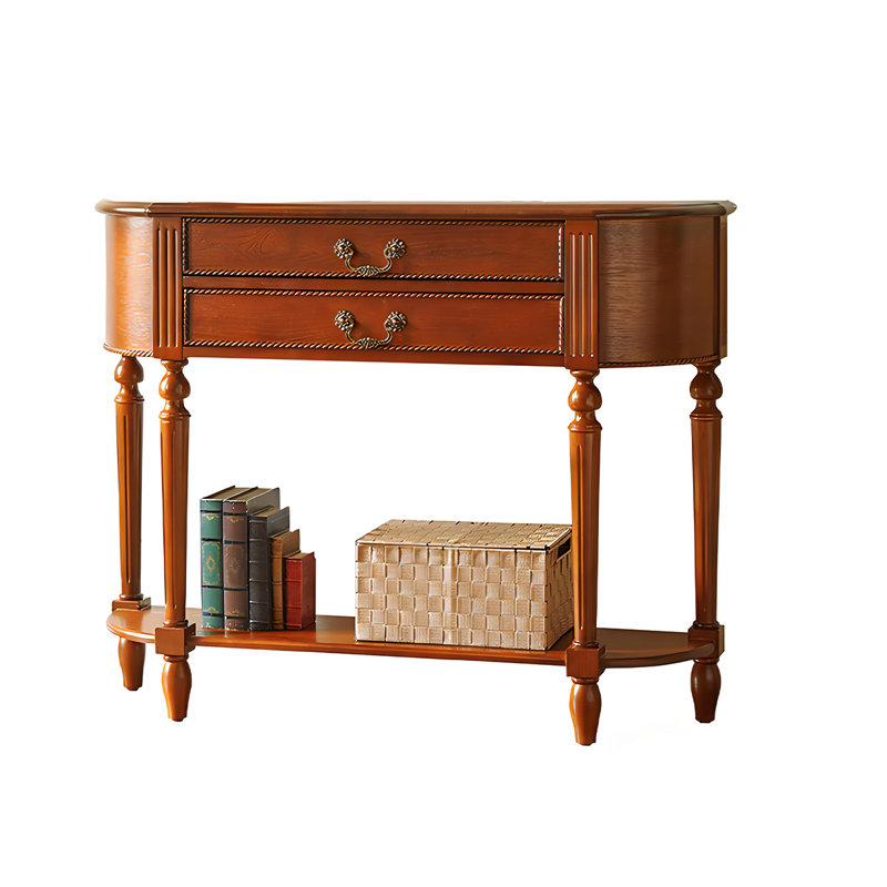 Table d'entrée de style américain en bois massif brun 47,24 po, H 35,43 po x l 47,24 po x P 11,81 po