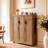 Solid wood shoe cabinet with lock and wheels 22 Pair Solid Wood Shoe Storage Cabinet-100530078
