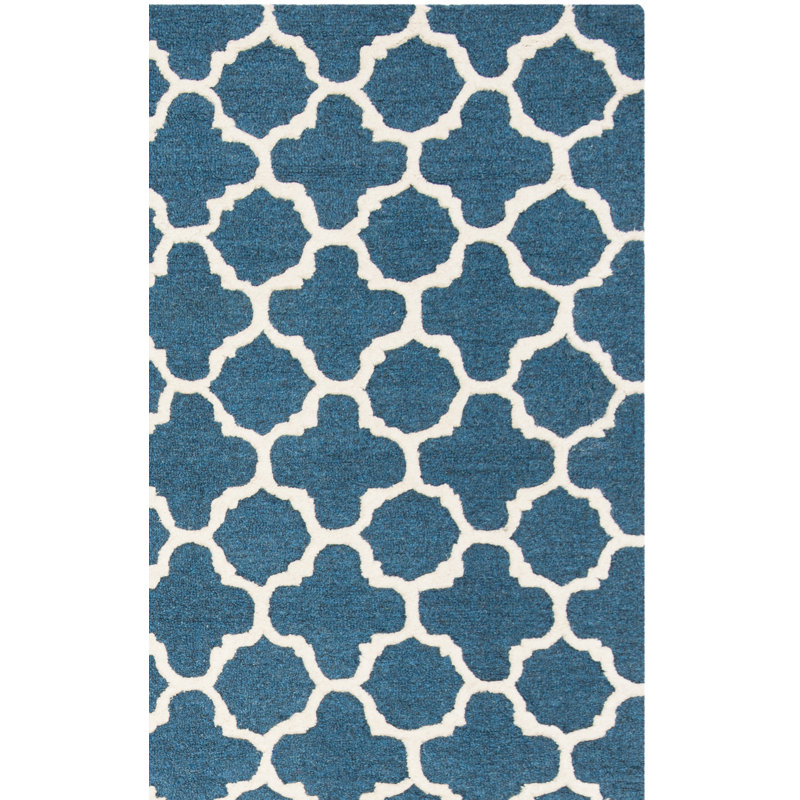 Tapis bleu en laine touffeté à la main Cannen, Rectangle 2 pi x 3 pi