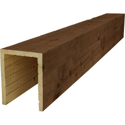 AmeriCraft Wood Resawn Beam, 3-Sided (U-Beam), 9 1/2"W x 9 1/2"H x 36"L, Jacobean Finish, Stain Grade Pine