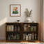 Buffet moderne cannelé avec tablettes réglables et poignées en métal-108189800