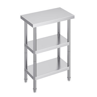 34 Inch Stainless Steel Food Prep Table with 2 Adjustable Undershelf