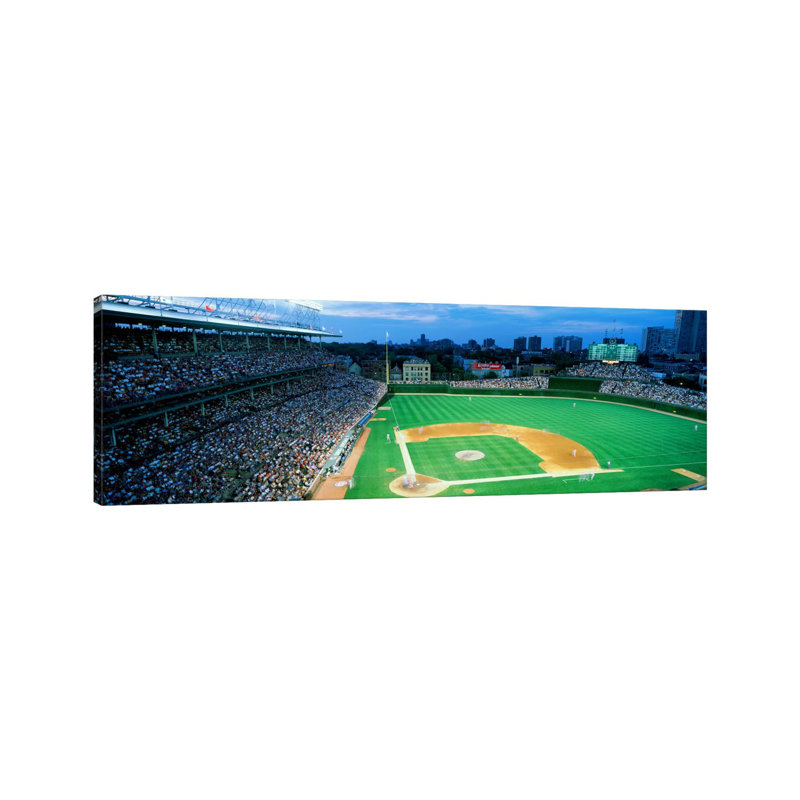 High Angle View Of Spectators In A Stadium, Wrigley Field, Chicago Cubs, Chicago, Illinois, USA - Wrapped Canvas Panoramic Print