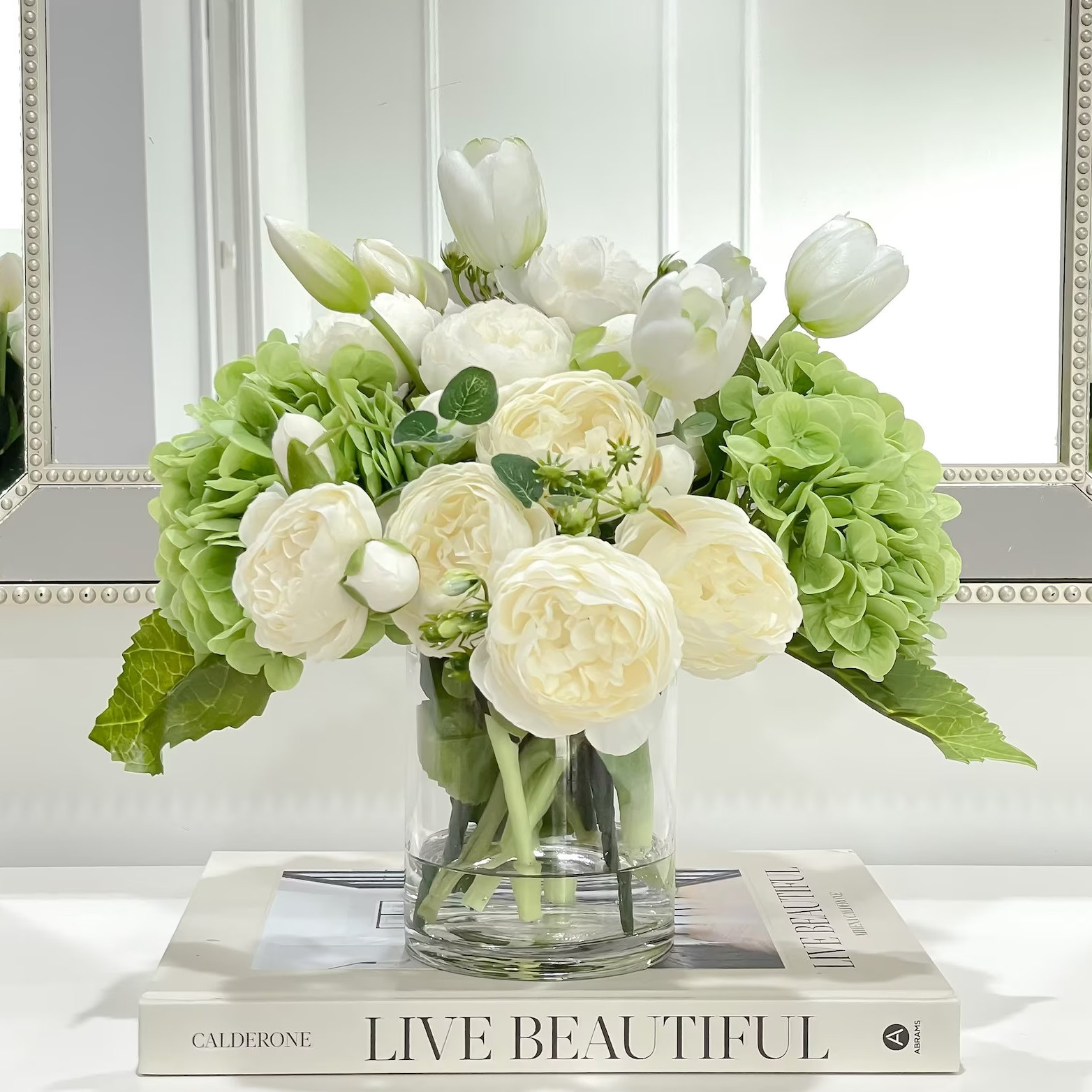 Ivory roses, white hydrangea and eucalyptus wedding flowers *Updated d –  Laurel Silk Florist