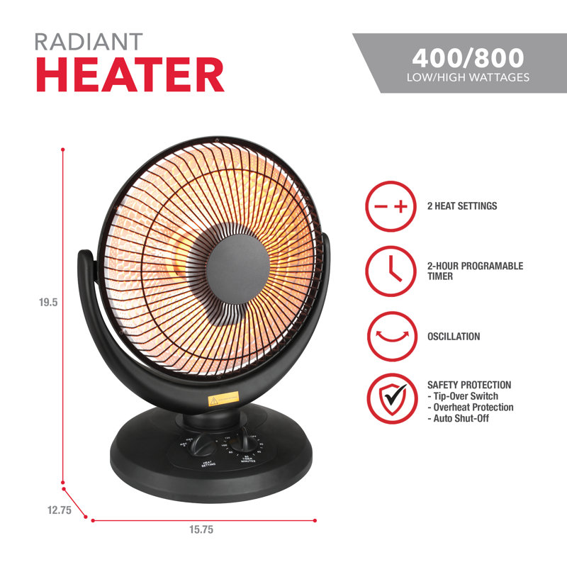 Perfect Aire 800 Watt 2730 BTU Electric Compact Space Heater