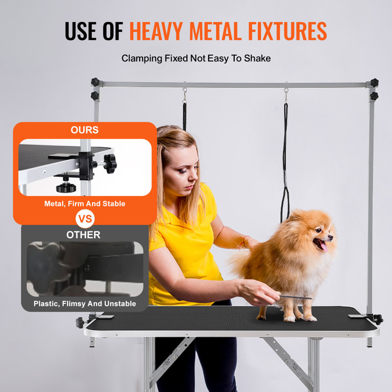 Black Stainless Steel Pet Grooming Table with Clamp