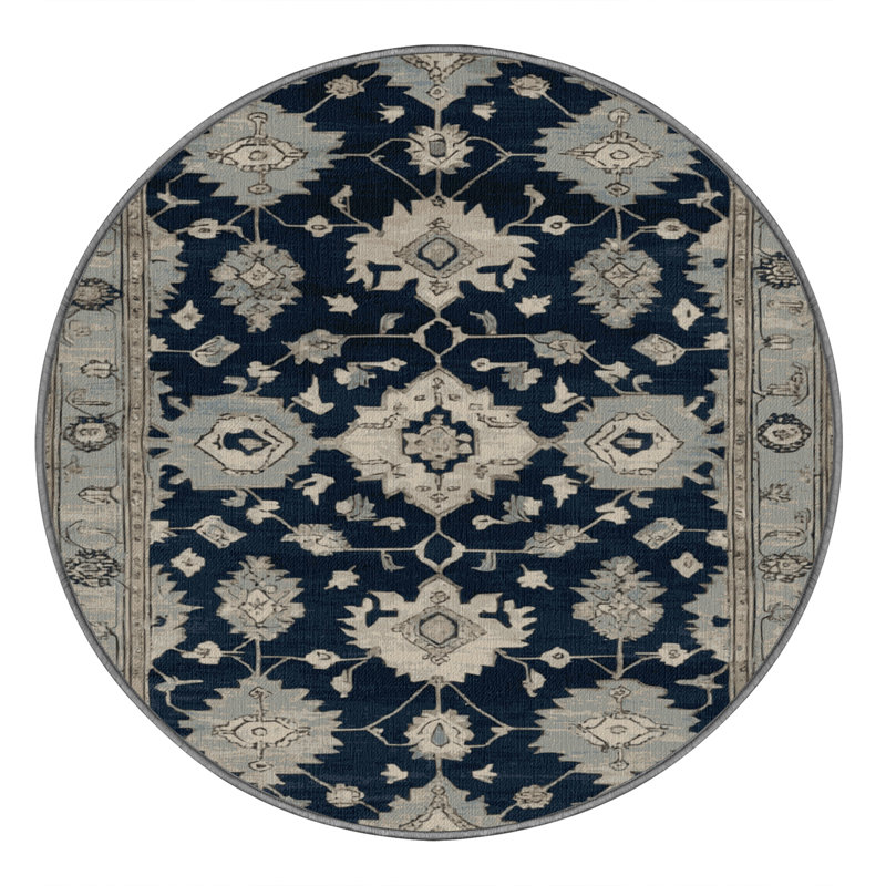 Tapis gris lavable à la machine, Rond 4 pi