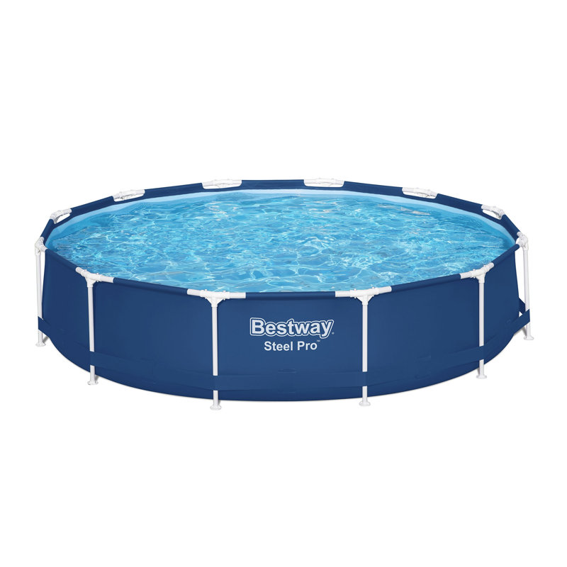 Bestway Steel Pro Round Above Ground Pool Set with DuraPlus Liner, 12' W x 30" H