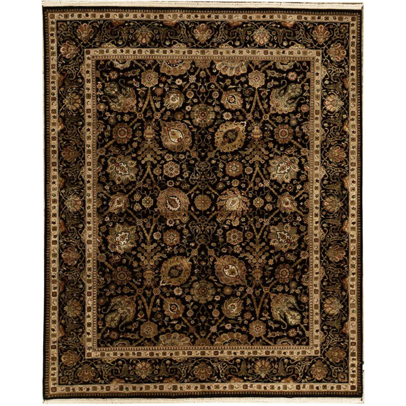 Tapis noir de haute qualité noué à la main