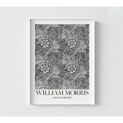 Marigold Monochrome By William Morris, Floral Poster, Gift With Marigold Print, Extra Large Flower Grandma Gift Idea